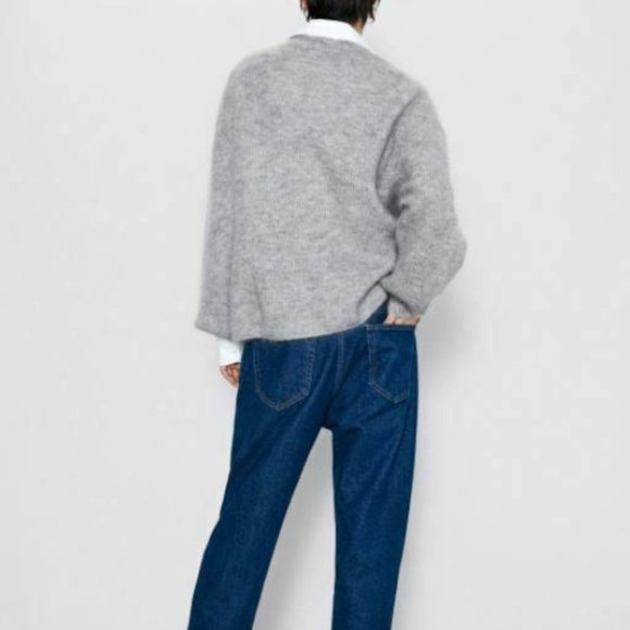 Zara Womens Oversized Sweater S Gray Mohair Wool - Picture 10 of 11